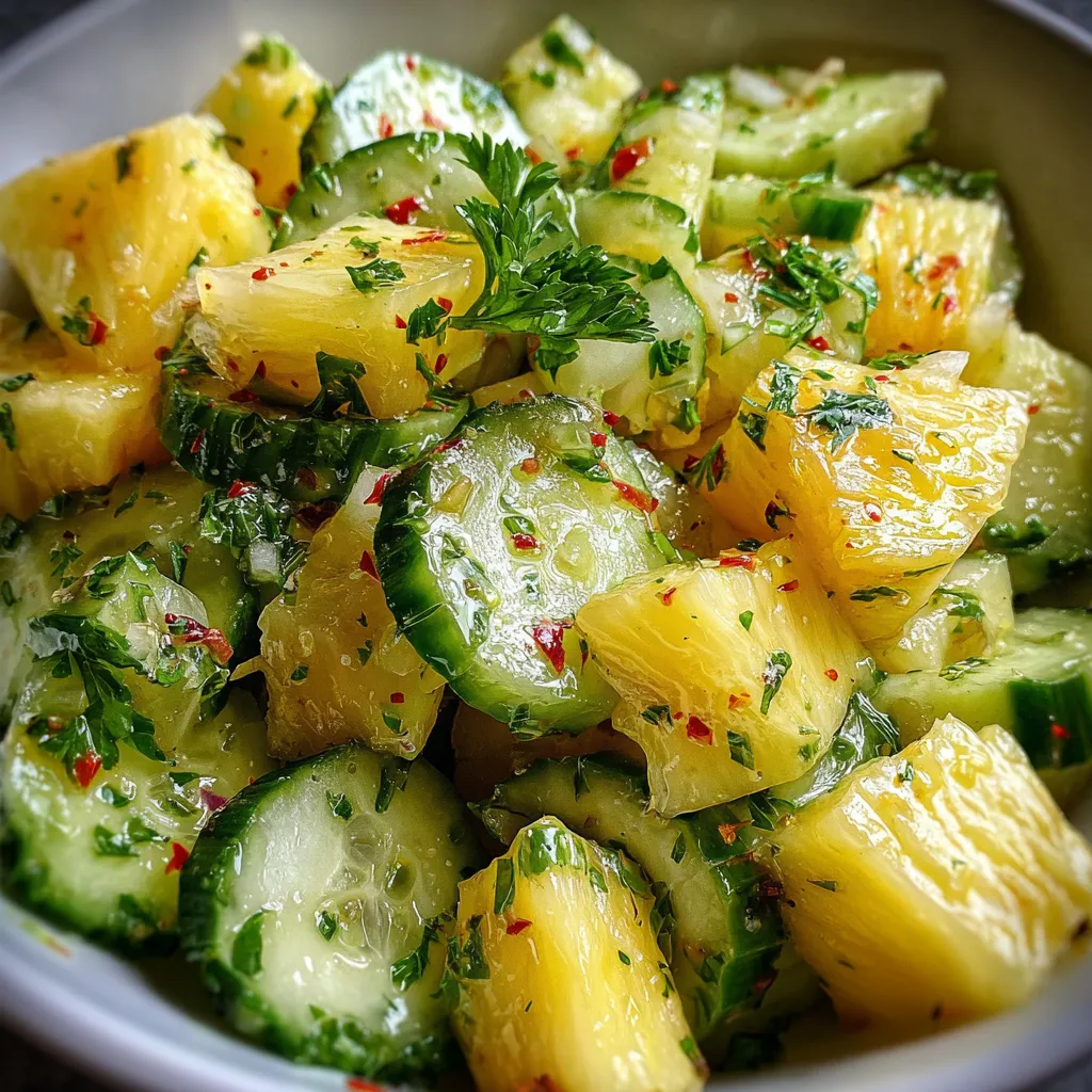 Pineapple Cucumber Salad with Tangy Lime Dressing and Fresh Cilantro - main view